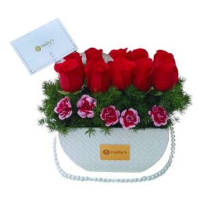 Box cartera con 10 rosas - Te amo
