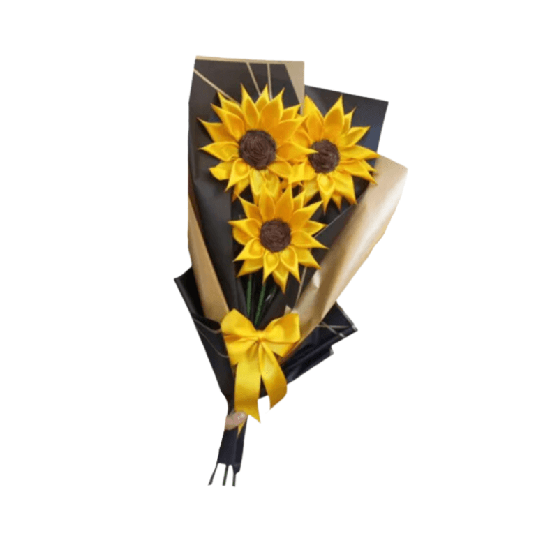 Ramo De 3 Girasoles Eternos De Cinta Satinada Flores Amarillas пёџ