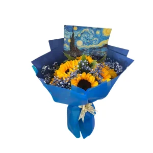 Ramo azul de girasoles