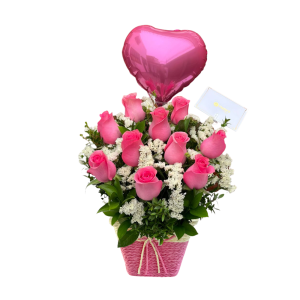 Arreglo de 10 rosas rosadas