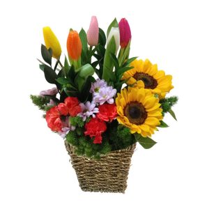 Arreglo de 5 tulipanes y 1 girasol