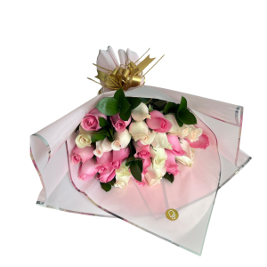 Ramo de 30 de rosas blanco y rosado