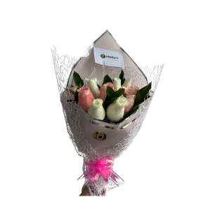Ramo de 10 de rosas blanco y rosado