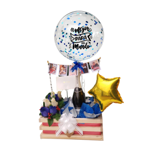 Rosas azules y globo - ideal para regalar a papá
